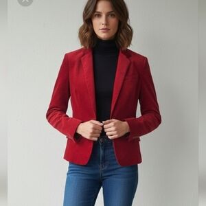 Talbots Red Velvet One Button Women's Blazer Size M